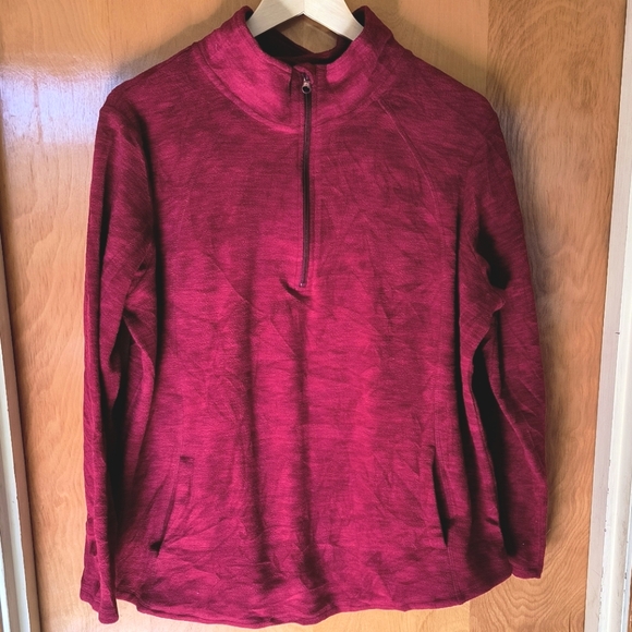 St. Johns Bay Red Heathered Fleece Half Zip Pull-Over Sweatshirt Size  XL - Picture 1 of 4
